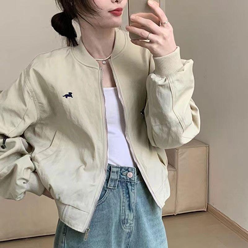 Damenmode Lockerer Lässiger Stil Frühlings-Baseballjacke Vielseitiges Dünnes Oberteil Normale Passform Langärmige Oberbekleidung