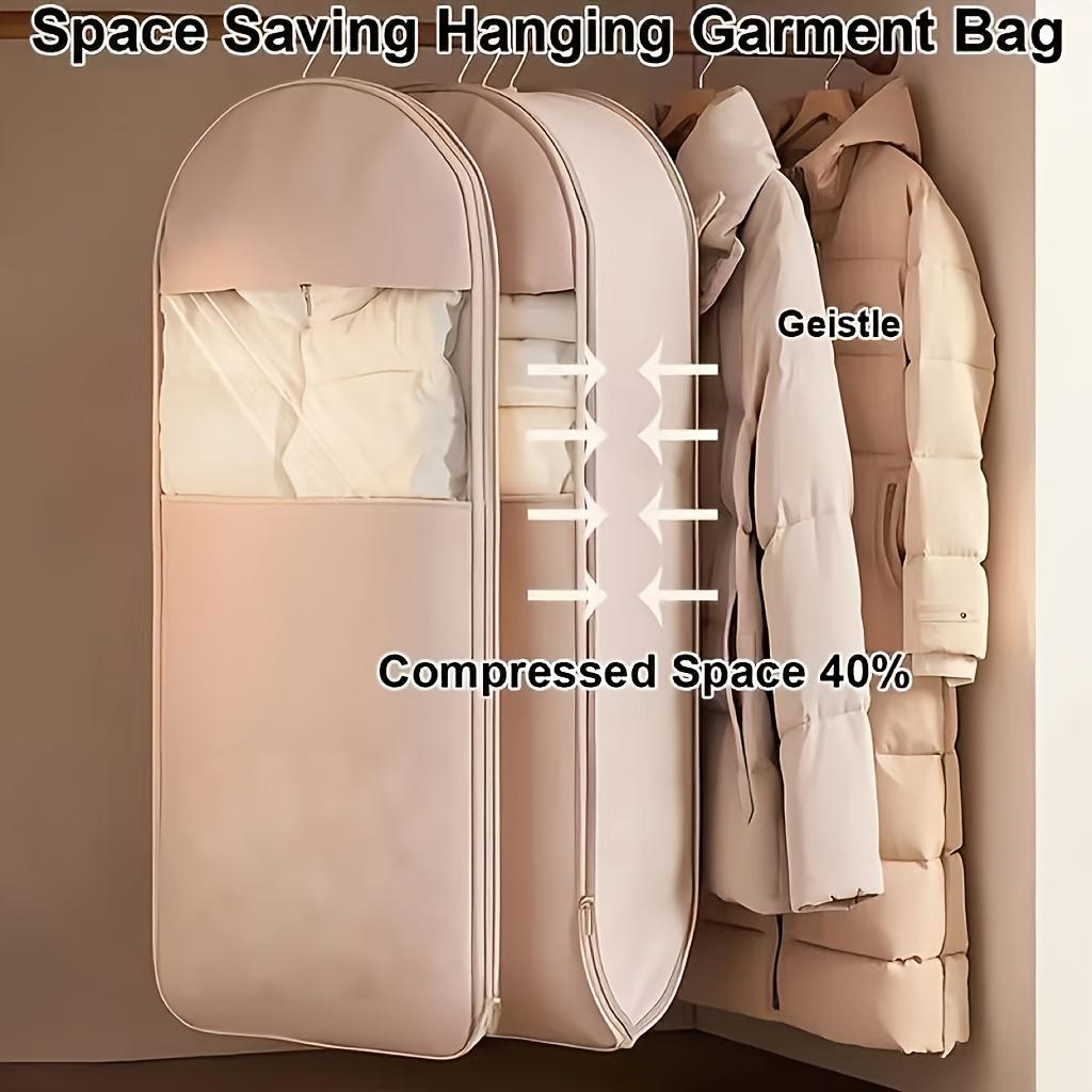 High-Quality Self-Compressing Hanging Storage Bag,Fabric Garment Organizer with Up To 40% Compression Rate,For Coats and Clothes