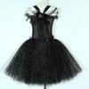 Glitzerndes schwarzes Katzen-Tutu-Kleid für Baby-Mädchen Tier Halloween-Kostüme mit Ohren Haarschleife Kinder Glitzernde Kätzchen Ballett-Tutus Outfit