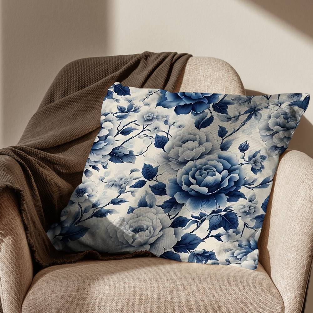 BBlue and White Porcelain Pillow Case Sofa Living Room Bedroom Headboard Backrest Cushion Square Cushion Nap Time