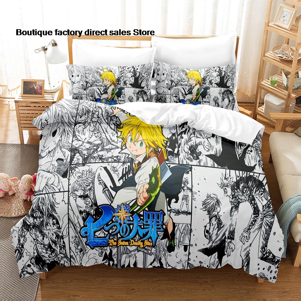The Seven Deadly Sins Bedding Set 3D Printed Duvet Cover Pillowcase For Otaku Bedroom Home Textile Twin Full Queen King Size