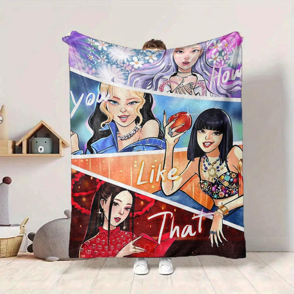 1pc BlackPink, K Pop Flannel Blanket [Cozy Throw Blanket] For Sofa, Bed, Travel, Camping, Livingroom, Office, Couch, Chair, And Bed