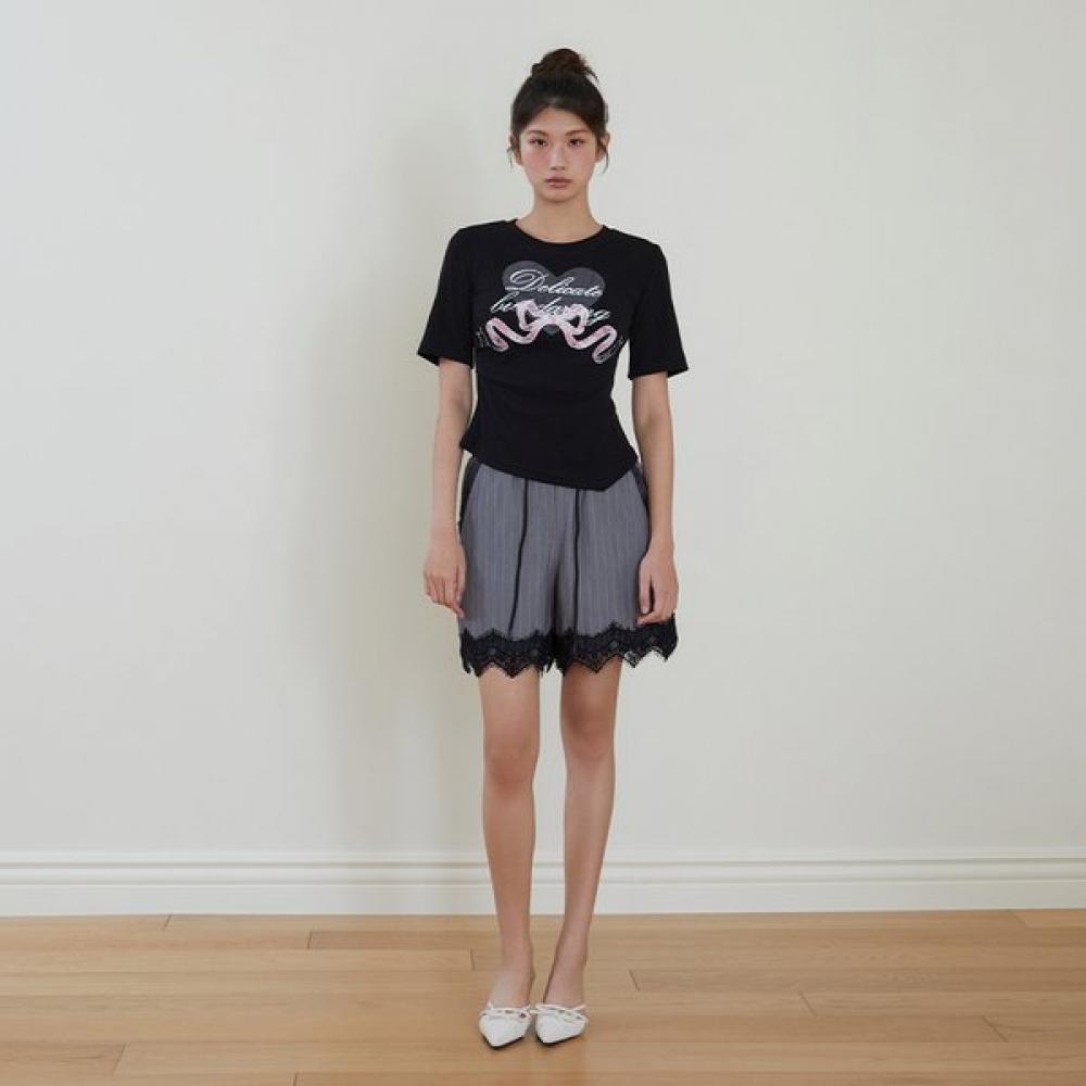 EGOIST Color Block Lace Banding Shorts  Es2opt04 