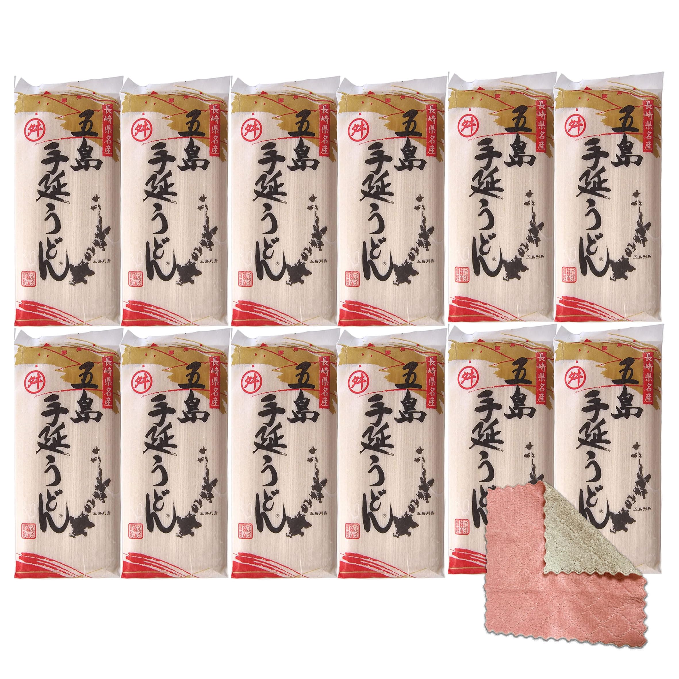 

[Value Pack] Goto Hand-Stretched Udon Noodles with Camellia Oil, 240g x 12 Bags (Serves 2-3) with REO Dishcloth Set