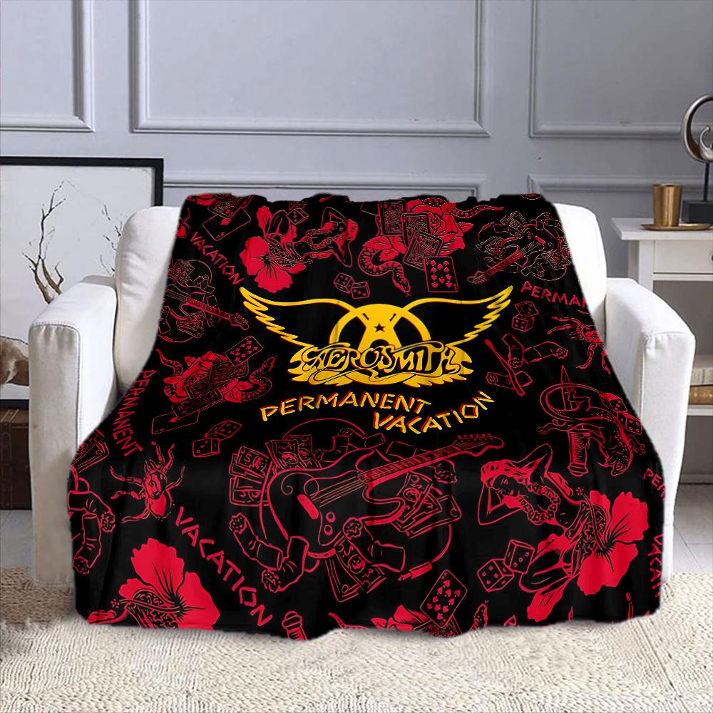 Aerosmith Permanent Vacation Design Patterned flannel blanket perfect for the bedroom living room, sofa, or a little nap
