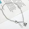 Fashion Luxury Black White Plaid Love Heart Necklace For Women Cool Choker Short Chain Collares Pendants Simple Trendy Jewelry