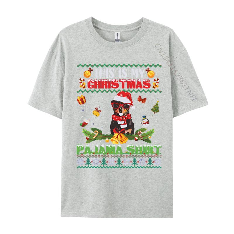 Funny Rottweiler Christmas Pajama T Shirts Hot Sale Hip Hop Cotton Mens T Shirt 3D Style Printed TShirt