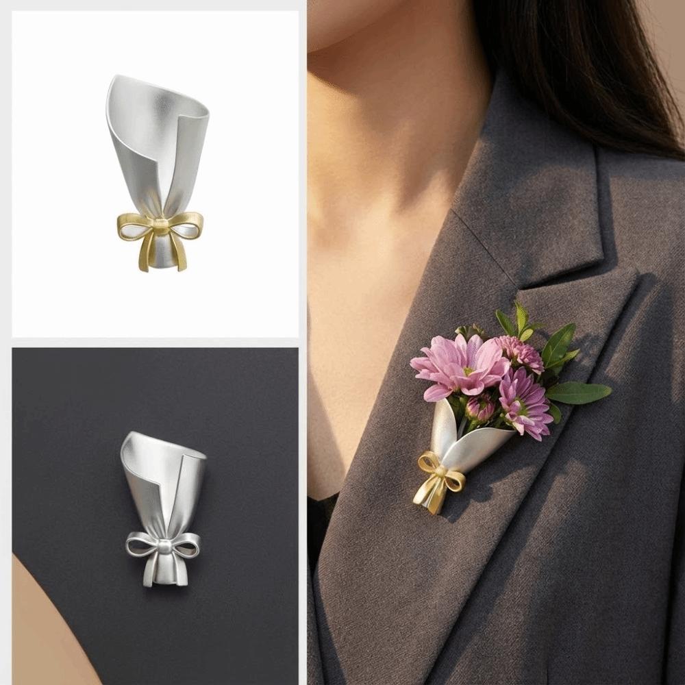 DIY Wearable Flower Brooches Mini Artful Flower Vase Brooch Birthday Celebration