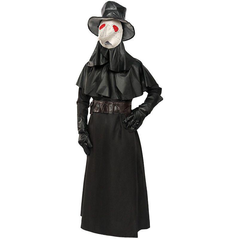 Halloween Adult Medieval Steampunk Style European and American Plague Doctor Costume with Bird-Beak Crow Mask