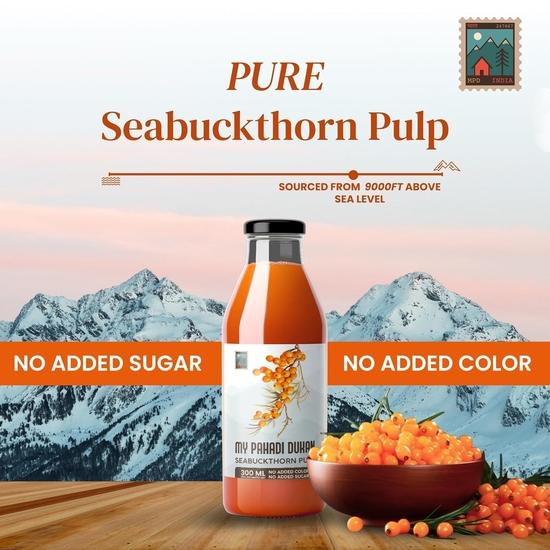My Pahadi Dukan Vitamin C Himalayan Sea Buckthorn Pulp Juice 300ml | Rich In Vitamin C, Antioxidants, Liquid Supplements | 300 Ml (Pack of 1)
