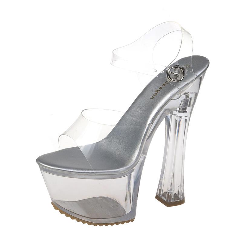 Summer 2022 Crystal Transparent Buckle Chunky High Heel Sandals: Fashionable Women's Wedding & Casual Shoes