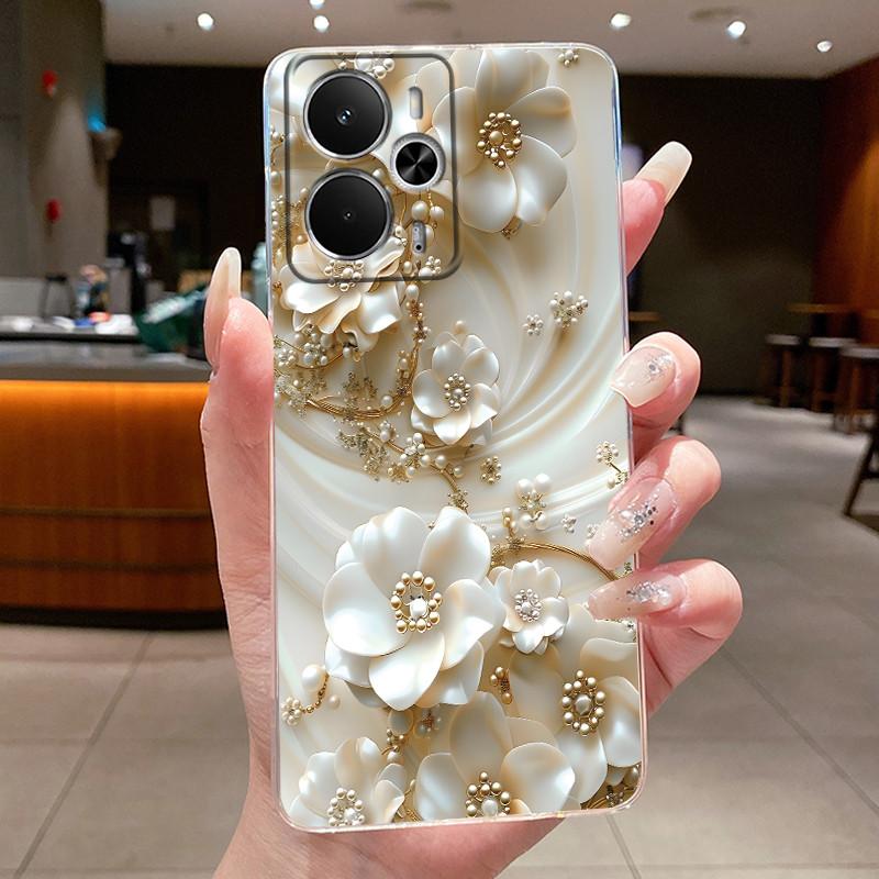 Casing For Realme 14 5G RMX5075 14T RMX5078 Phone Case Clear Luxury Butterfly Fashion Flowers Soft Silicone TPU Protective Cover
