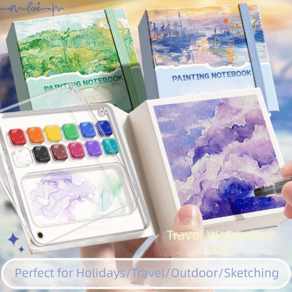Grid Paint Box Tearable Painting Book Travel Watercolor Palette Paint Palette Notebook