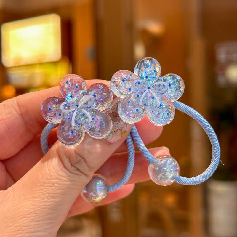 2PCS New Sparkling Night Light Rabbit Girls Elastic Hair Bands Hair Accessories Children Hair Ties Baby Headwear