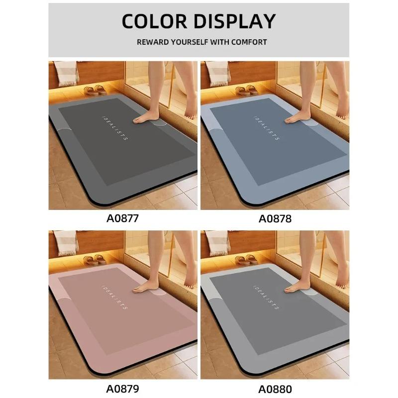 Highly Absorbent Floor Mat, Diatomaceous Earth Mat, Bathtub Mat, Anti Slip Carpet, Bathroom Kitchen Mat, Erasable and Washable Carpet