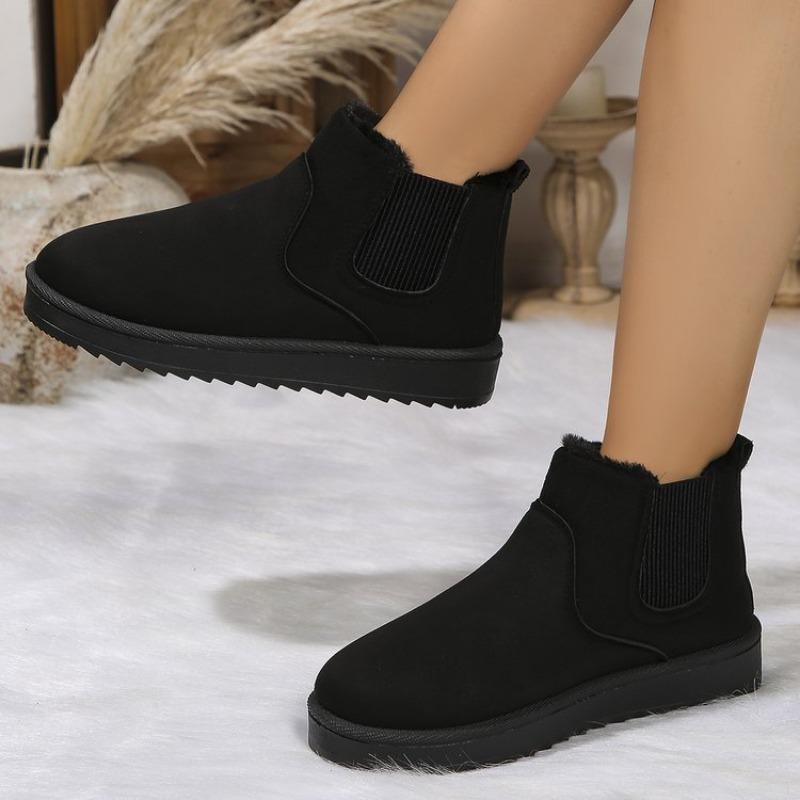 Botas de Neve Femininas Largas com Sola Tratorada, Botins Antiderrapantes Forrados de Pelúcia, Botas de Tornozelo Quentes de Inverno Atacado