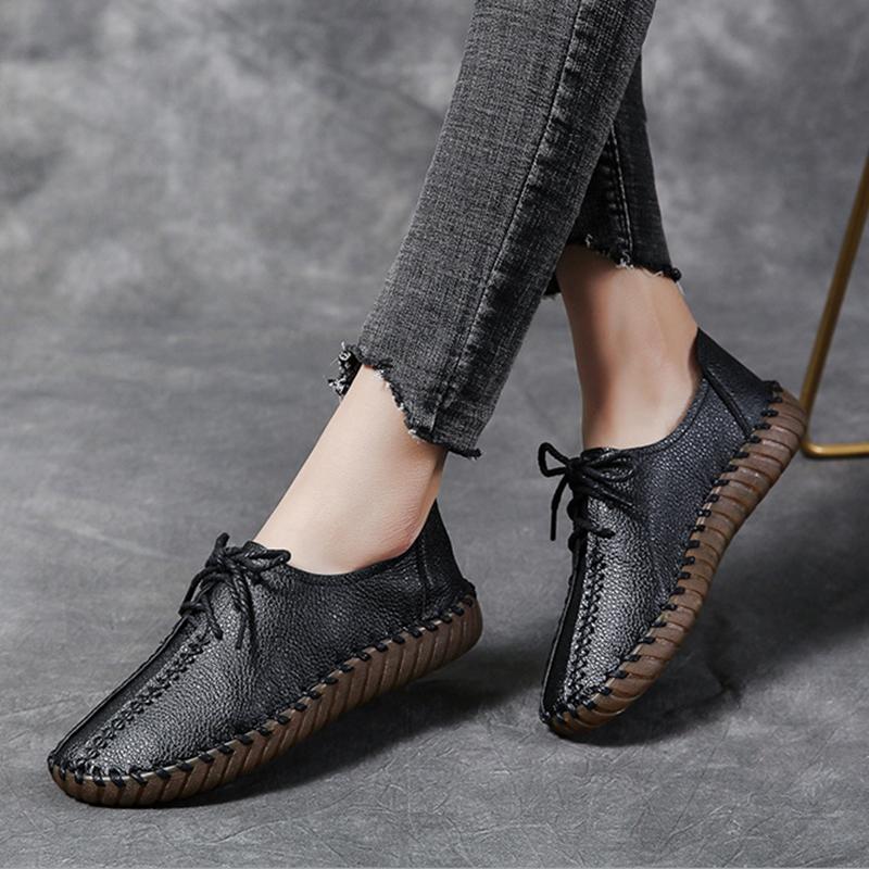 fashion Summer Loafers Women's Casual Lace Up Shoes Moccasins Soft Sole Ladies Footwear Women Flats Shoes Female All-match Beanie Shoes
