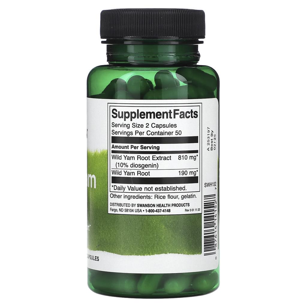 Wild Yam Root, 100 Capsules