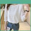 Elegante Blusa de Estilo Coreano para Primavera e Verão com Mangas de Sete Partes para Uso Versátil