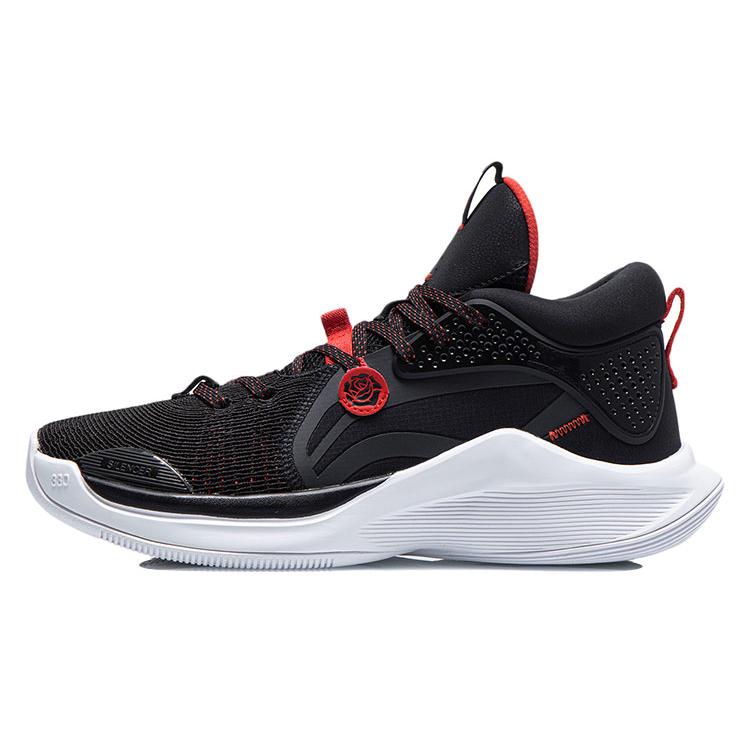 New LiNing SILENCER Cushioning Anti Slip And Wear Resistant Mid Top Basketball Shoes Black Red ABPQ049-2