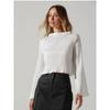 Export Pure Original AST * Pure Season Thin Small Stand-up Collar Flared Sleeves Pleated Peplum Top Minimalist Textured