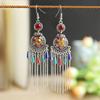 Exotic Style Round Compass Long Chinese Style Earrings Women'S Retro Fringed Temperament Earrings