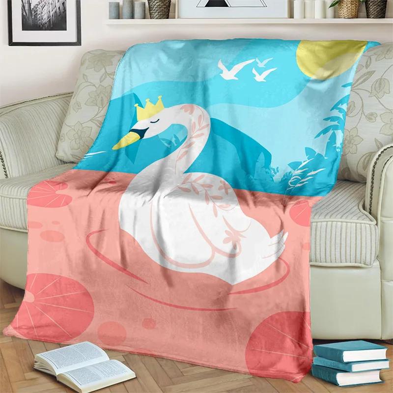 3D Cute Swan Princess Cartoon Cygnus Blanket,Soft Throw Blanket for Home Bedroom Bed Sofa Picnic Travel Office Cover Blanket Kid