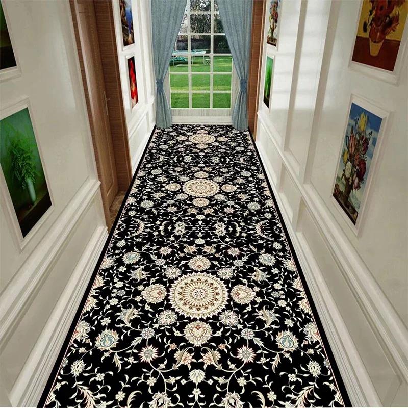 European Luxury Hall Corridor Carpet Non-slip Washable Runner Stairway Rug Outdoors Aisle The Long Corridor Mat Customizable
