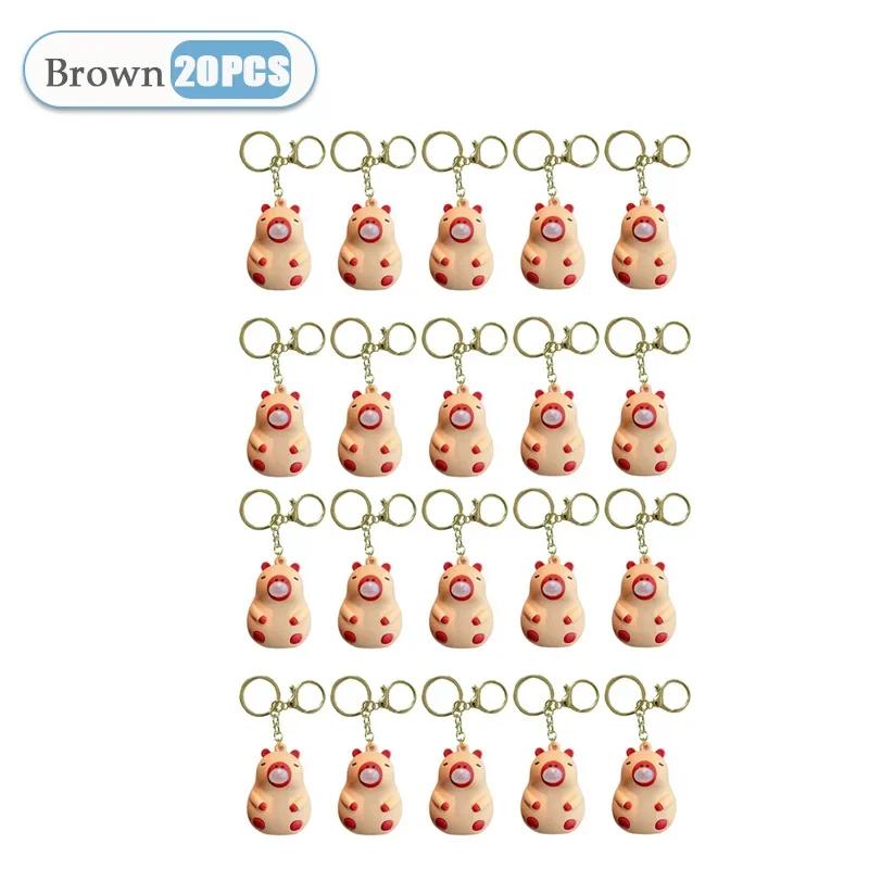 Capybara Doll Pinch Music Keychain Toys Squeeze Spit Bubble Decompression Toy Children's Schoolbag Doll Pendant Decoration