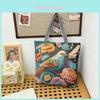 Peacock Canvas Tote Bag With Embroidery And Large Capacity For Daily Use