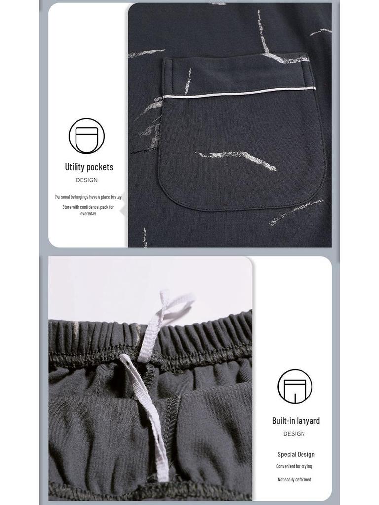 Men's Summer Cotton Pajama Set: Short Sleeve, Long Pants, Plus Size, Loose, Casual, Thin Cardigan Homewear.