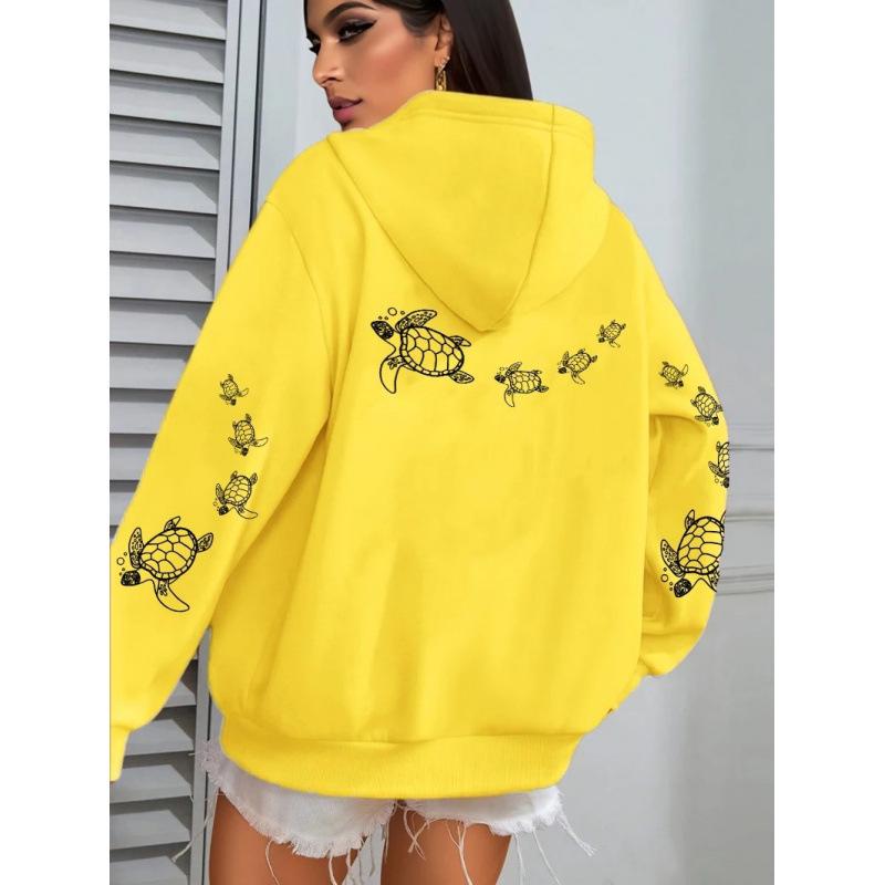 Unisex European Style Sea Turtle Hoodie – Versatile, Funny Sweatshirt for Spring & Autumn