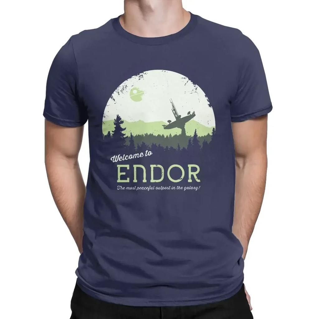 Men T-Shirt Welcome To Endor Star Wars Casual Pure Cotton Tees Short Sleeve Disney T Shirt Round Collar Clothes Printed