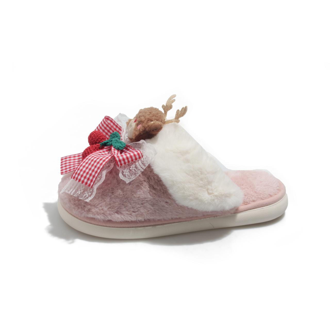 

Fashion 2025 New High Quality Fashion Cute Cartoon Elk Slippers Lovely Soft Christmas Slippers Casual Comfortable Plush Bedroom Shoes 36 розовый