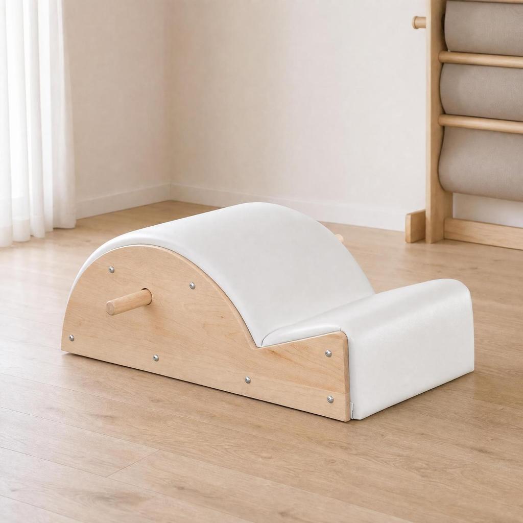 Pilates Spine Corrector PU Leather Wooden Stepped Design