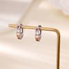 Luxury Stainless Steel Colored Zirconia Earring for Women Gold Color Anti Fading Earring Wedding Vacation Jewelry Accessories
