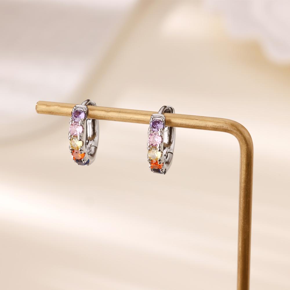 Luxury Stainless Steel Colored Zirconia Earring for Women Gold Color Anti Fading Earring Wedding Vacation Jewelry Accessories