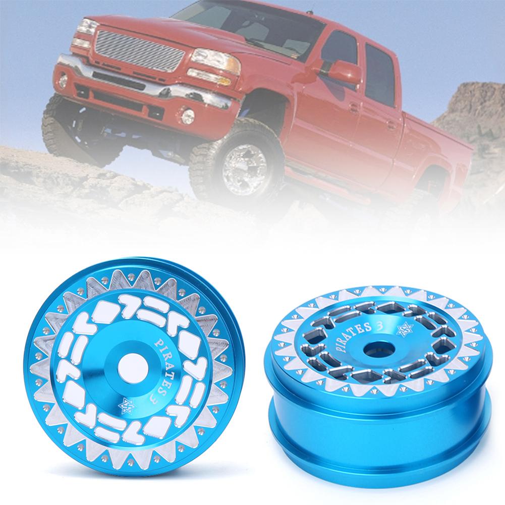 2Pcs Aluminium Alloy RC Car Wheel Hubs with Triangular Trim Fit for 1 8 Drifting CarBlue