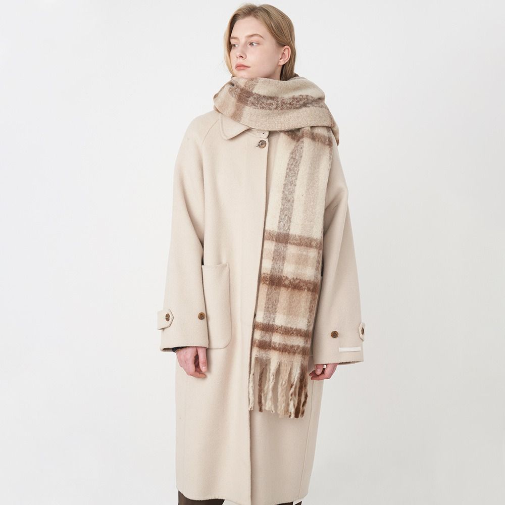 Tassel Plaid Wool Scarf Colour Matching Long Shawl Elegant Winter Cashmere Scarves Girl