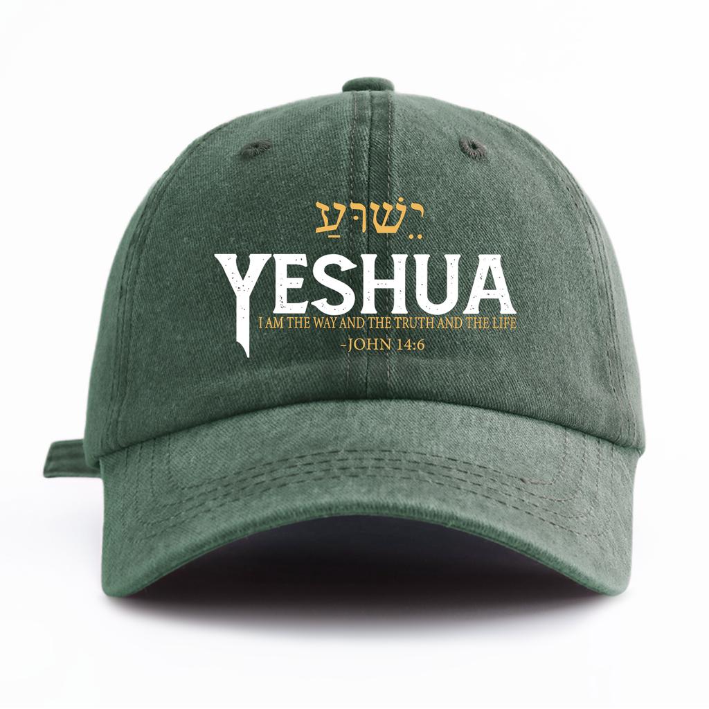 1 st YESHUA Tryckt Tvättad Basebollkeps för Vuxna, Minimalistisk Retro Stil Casual Mjuk Justerbar Farsdagskeps, Perfekt som Gåva