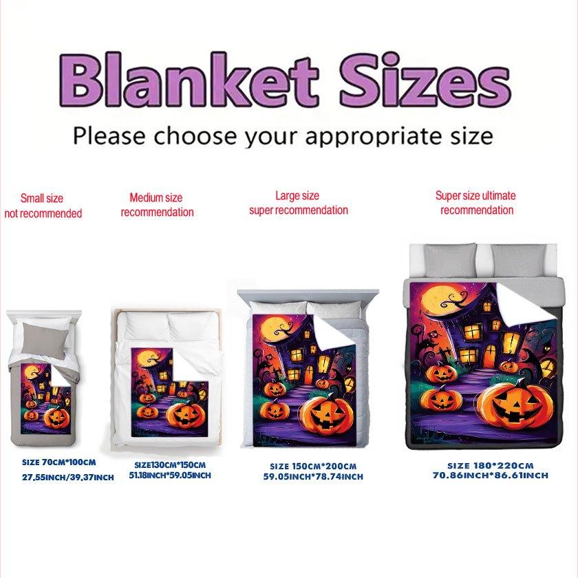 Spooky Halloween Castle Blanket Reversible Flannel Throw for Gothic Charm AllSeason Comfort Mysterious Night Gift