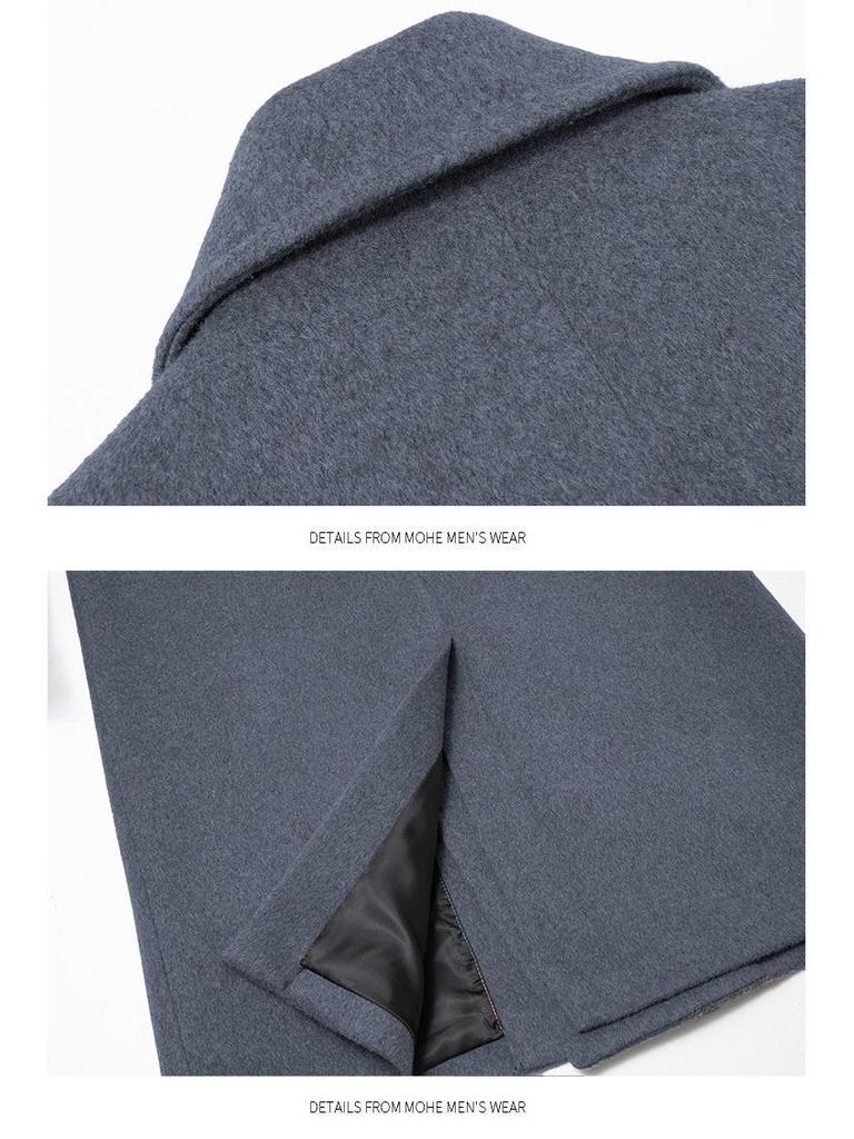 Wool Blend Men's Mid-Length Trench Coat - 2025 Autumn/Winter Collection