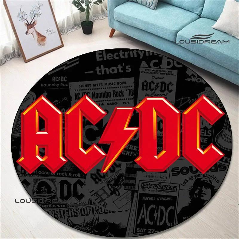3D Rock Band AC/DC Retro Printed Round Carpet Bedroom Beautiful Carpet Non -slip Door Pad Floor Mats Area Rug Birthday Gift