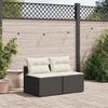 Garden Sofas Without Armrests with Cushions 2 pcs Black Poly Rattan