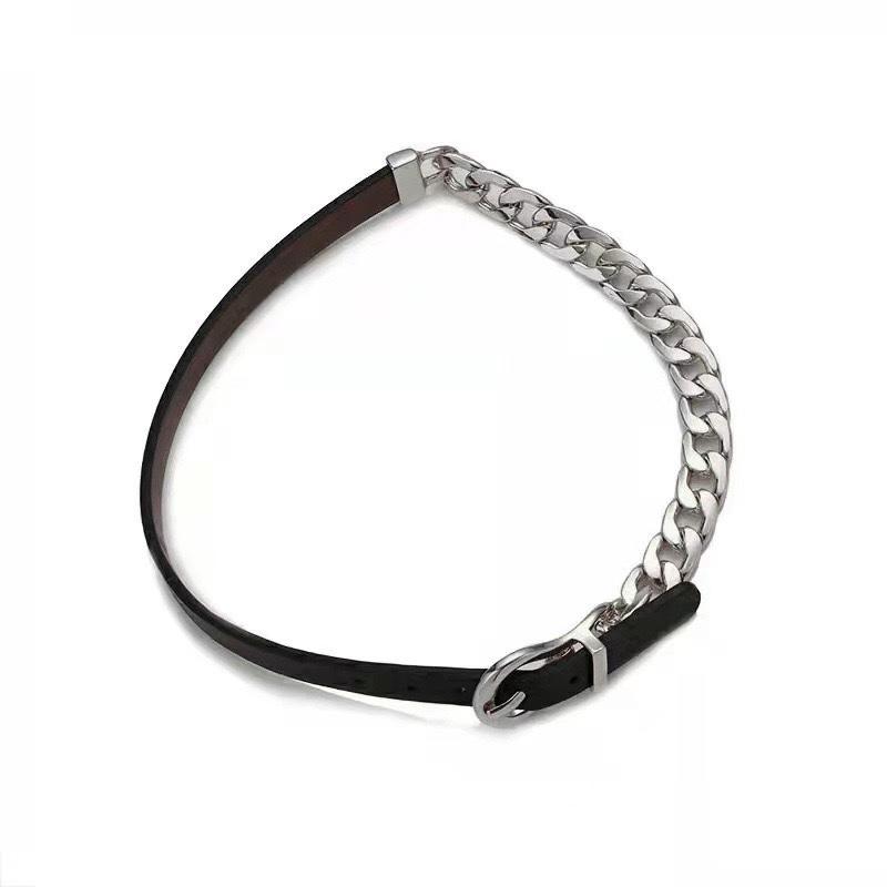 Black Leather Rope Choker Necklace Women'S Niche Neckband High-End Temperament Necklace Neck Accessories Collarbone Chain Collar