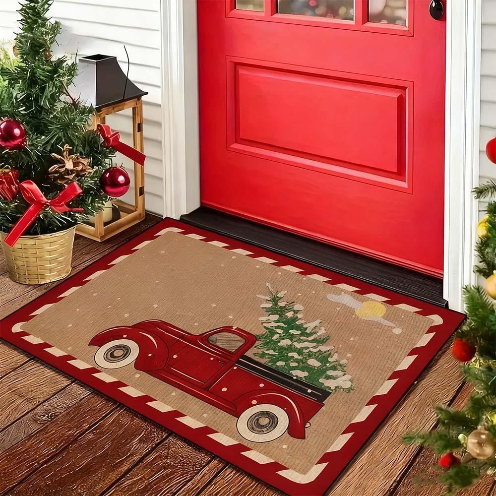 Water-absorbing Christmas Door Mat Gingerbread Man Pattern Santa Claus Design Bathroom Mat Christmas Decor Foot Mat