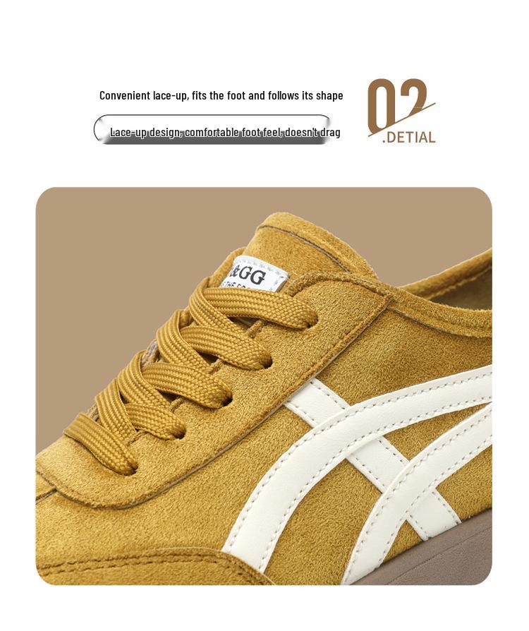 2025 Women's Lightweight Textured Leather German Training Shoes - Trendy, Flat, Patchwork Forrest Gump Student Sneakers