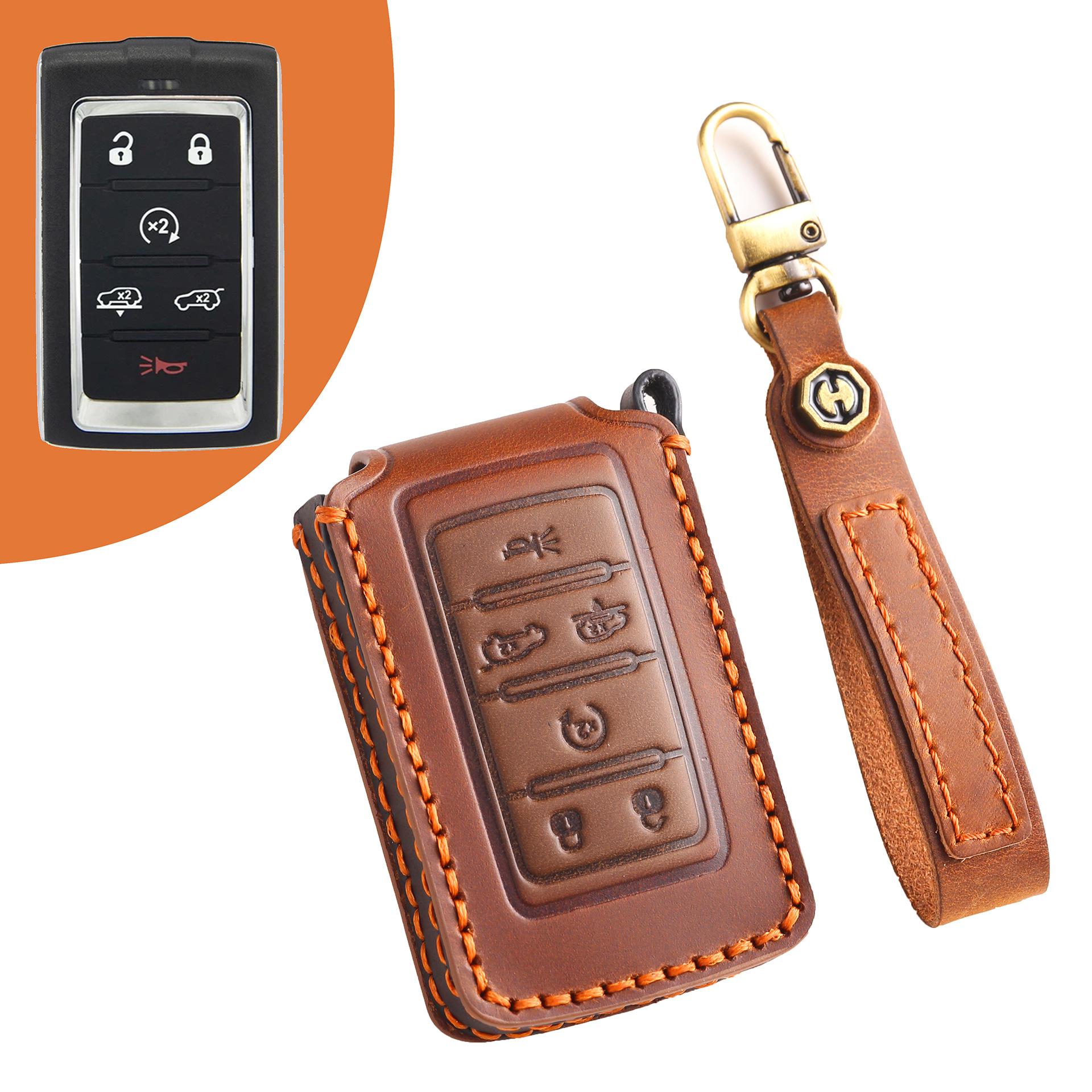 

Applicable to the new Jeep Jeep Grand Cherokee key set, new energy imported version, car keychain case, genuine leather bag.