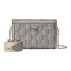 Gucci GG Matelassé Gold Logo Chain Canvas Backpack Leather Chain Bag Women Backpack Gray 702200-UM8HG-1563