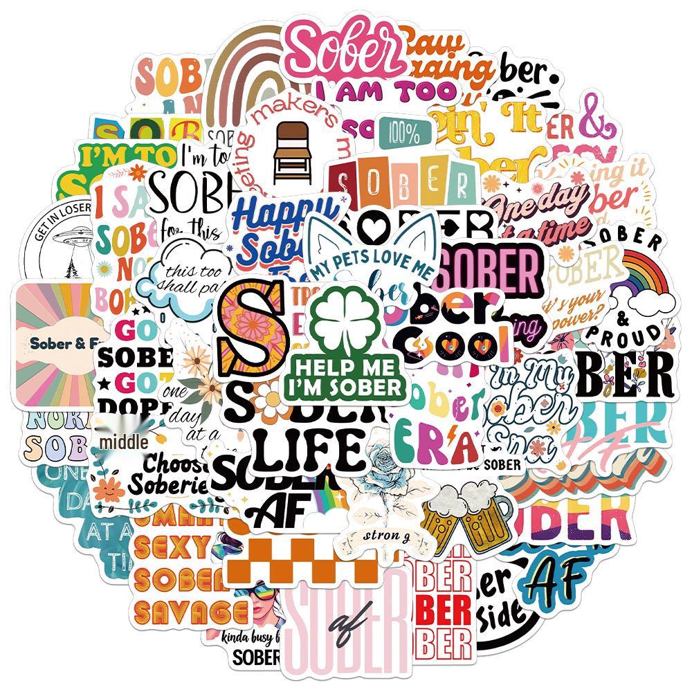 50 Creative Cartoon English Stickers for DIY Journal Decoration (Set of 50)